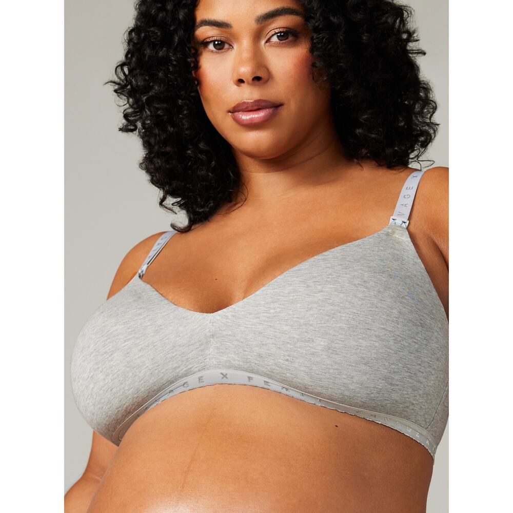 Savage X Fenty Gray Cotton Blend Nursing Bralette Sz 14-16